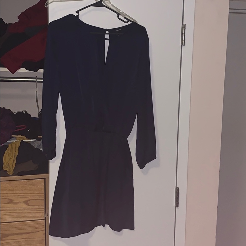 Forever 21 long sleeved navy blue dress